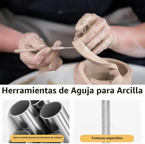 Vista 5 de Herramientas de corte de arcilla polimérica, Pasador de rodillo acrílico, Cortadores de arcilla flexible de 5 piezas, Cortadores de cerámica Kit