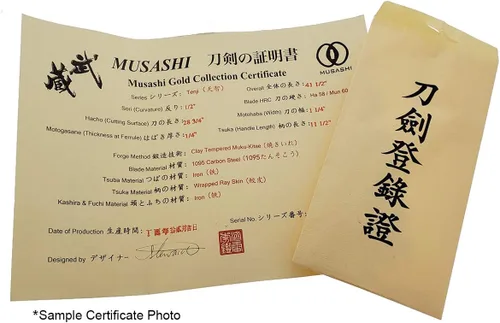 Vista 9 de Musashi TENSAI Pieza decorativa hecha a mano de inspiración japonesa con acabado templado tradicional para colección cultural, exhibición