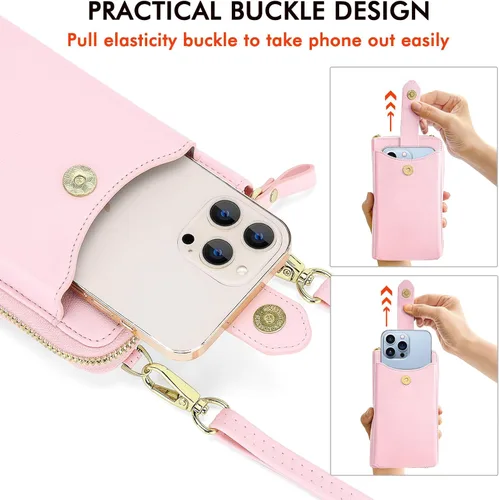Vista 7 de Peacocktion - Bolso pequeño para teléfono celular, para mujeres, minibolso de hombro ligero para cruzarse por el cuello, con ranuras para tarjetas