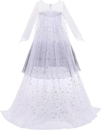 Vista 4 de Kidrobe - Disfraz de princesa de nieve con diadema para niñas pequeñas