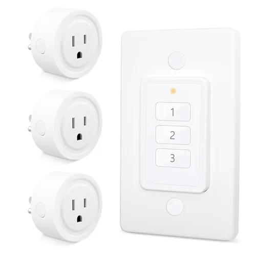 Vista 10 de LoraTap Mini adaptador de enchufe de control remoto inalámbrico (paquete de 2) con control remoto, interruptor de pared de 2 canales, rango
