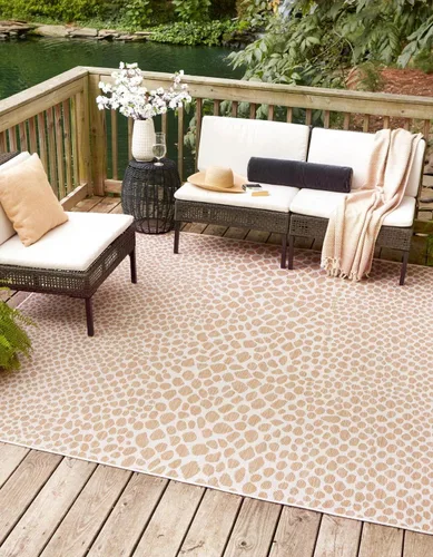 Vista 74 de Unique Loom Outdoor Collection Alfombra de área - Ciudad del Cabo (2' 2' x 3' 1' Rectángulo, Azul/Oliva)
