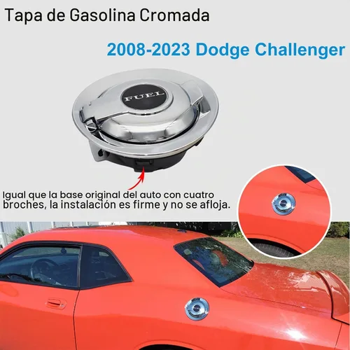 Vista 3 de 68250120AA Cubierta de Tapa de Gasolina - Cubierta Cromada de Tapa de Llenado de Combustible del Tanque de Gasolina Accesorios Compatibles con Dodge