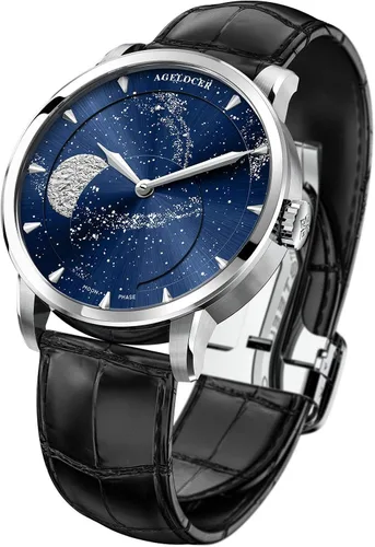 Vista 2 de Agelocer - Reloj de pulsera de lujo para hombre con esfera de diamante y esfera de color azul