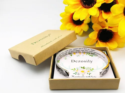 Vista 5 de Dczosily Pulseras inspiradoras para mujer, de acero inoxidable, grabadas, con mantra motivacional, regalos personalizados para mamá, hija, hermana