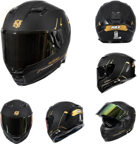 Vista 3 de HAX Force - Casco de cara completa aerodinámico para motos y e-bikes certificado DOT y ECE - Visor doble mejorado, talla adulto, listo para Pinlock