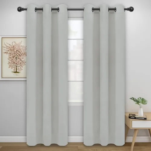 Vista 124 de Easy-Going - Cortinas opacas para dormitorio, aislamiento térmico sólido con ojales, cortinas de ventana para reducción de ruido, cortinas