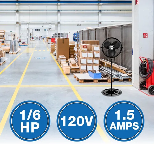 Vista 2 de Air King 9418 Ventilador de pedestal de grado industrial de 18 pulgadas