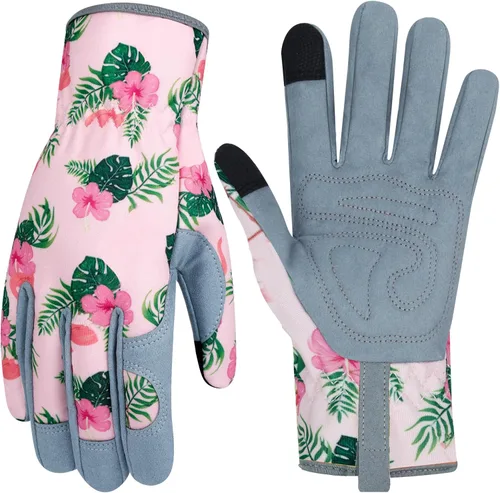 Vista 26 de Guantes de Jardinería de Cuero MERTURN para Mujeres, Guantes de Jardín a Prueba de Espinas, Guantes de Trabajo Compatibles con Pantalla Táctil