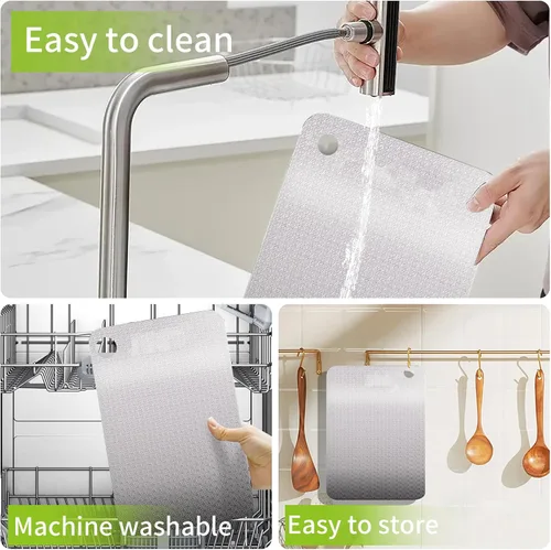 Vista 5 de Tabla de cortar de acero inoxidable de 11.8 x 7.9 pulgadas, pequeña tabla de cortar de metal para cocina, tablas de cortar de acero 304 de grado