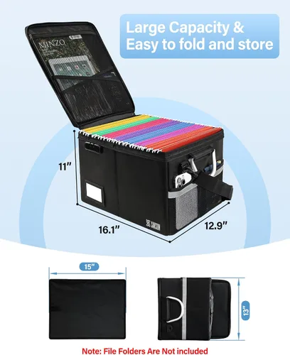 Vista 6 de Caja de documentos ignífuga, organizador de archivos para carpetas de archivos colgantes, cajas de archivos con cerradura, caja fuerte a prueba