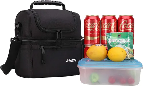 Vista 5 de MIER Bolsa de almuerzo con 2 compartimentos y lonchera pequeña MIER