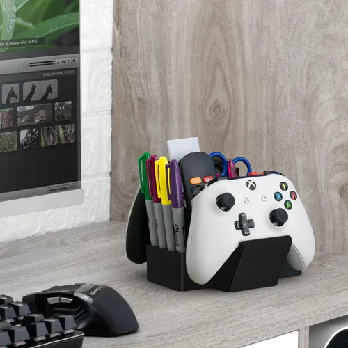 Vista 8 de Soporte Dual para Controlador de Juego, Control Remoto de TV y Organizador de Escritorio Estacionario, Diseño Universal para Gamepads de Xbox ONE