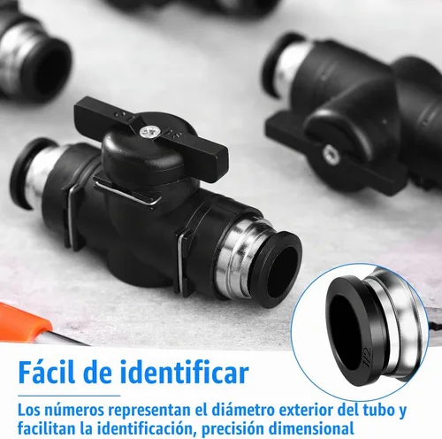Vista 2 de Flutesan 5 piezas 1/2" x 1/2" DE empuje para conectar válvula de bola neumática Válvula de control de flujo de aire PVC Accesorios de tubo