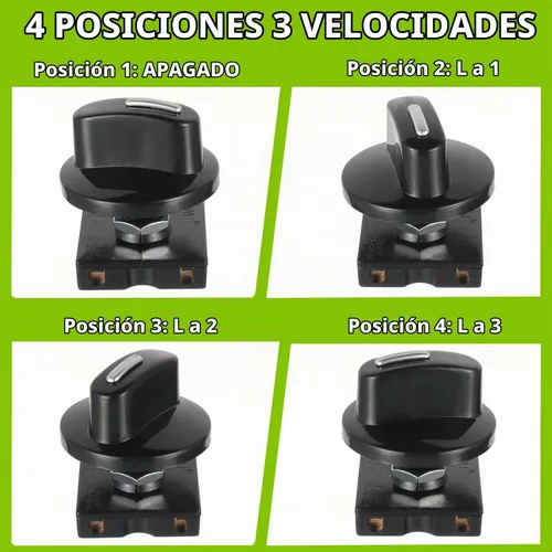 Vista 5 de Interruptor giratorio 13A-125V/10A-250V, selector de velocidad universal de 4 posiciones y 3 velocidades, interruptor giratorio para calentador