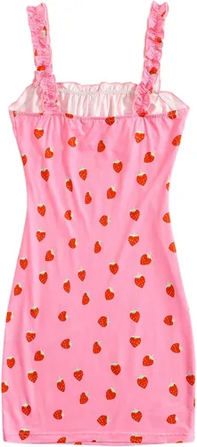 Vista 2 de Romwe Vestido ajustado para mujer, con volantes, sin mangas, con busto fruncido