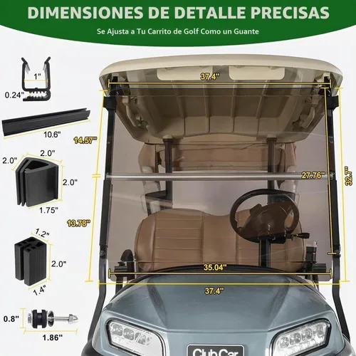 Vista 4 de Parabrisas plegable para carrito de golf de 3/16" (5MM) de espesor, solo compatible con Club Car Precedent 2004+, Tempo 2017+, Onward 2017+