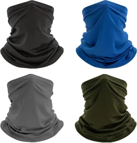 Vista 7 de Paquete de 4 cubrebocas con polaina para el cuello: pasamontañas, bandana y máscara de cocodrilo, diadema, bufanda, máscaras para hombres y mujeres