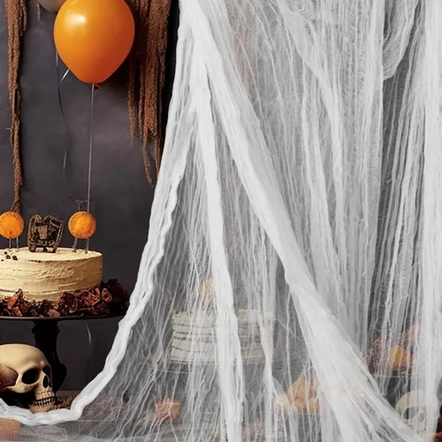 Vista 9 de NEBURORA Tela espeluznante de Halloween de 200 x 85 pulgadas para decoración de fiesta de casa embrujada para Halloween, decoración de habitación