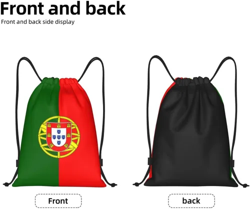 Vista 5 de Portugal Mochila con cordón para yoga, playa, ligero, gimnasio, deportes, cuerda, portugués, decoración al aire libre, Negro -, Classic