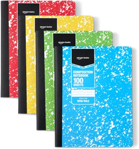 Vista 12 de Amazon Basics Cuaderno de composición, rayas universitarias, 100 hojas, 9.75 x 7.5 pulgadas, 1 paquete, mármol negro