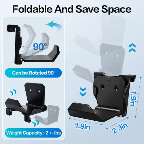 Vista 4 de Controller Wall Mount Holder for PS4PS5Xbox OneSwitch, 6 Pack Controller Stand Headphone Stand, Foldable Universal Game Controller Holder Strong