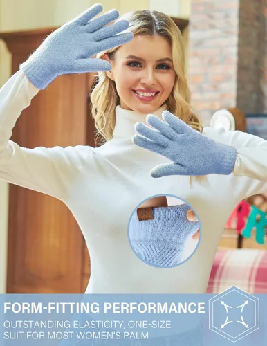 Vista 5 de FZ FANTASTIC ZONE Women Winter Warm Knit Touchscreen Gloves Cold Weather with Thermal Fleece Lined