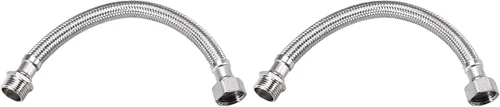 Vista 7 de uxcell BSPP grifo suministro línea conector G1/2 hembra x G1/2 macho 8 pulgadas longitud 304 manguera de acero inoxidable