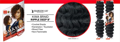 Vista 3 de Harlem125 - Trenzas de pelo sintético Harlem125 Kima Braid Ripple Deep 8 pulgadas (paquete de 4, 2)