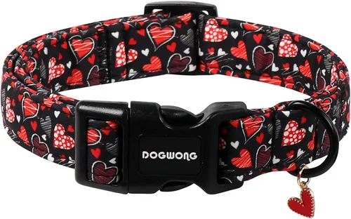 Vista 47 de DOGWONG Collar de perro de San Valentín, collar de perro con estampado de corazones para perros grandes, lindos collares de primavera, hembra