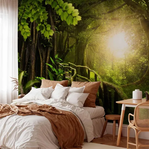 Vista 75 de artgeist Mural de pared premium Bosque púrpura, 79 x 55 pulgadas, papel tapiz no tejido, decoración de pared de vellón, impresión fotográfica
