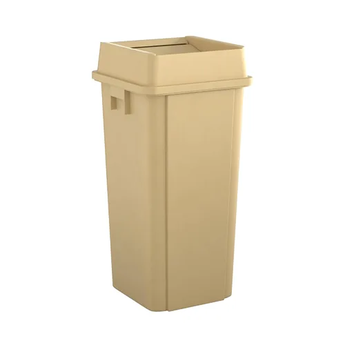 Vista 16 de Bote de basura comercial cuadrado beige de 19 galones para escuela, hotel, oficina, almacén, centro comercial, restaurante