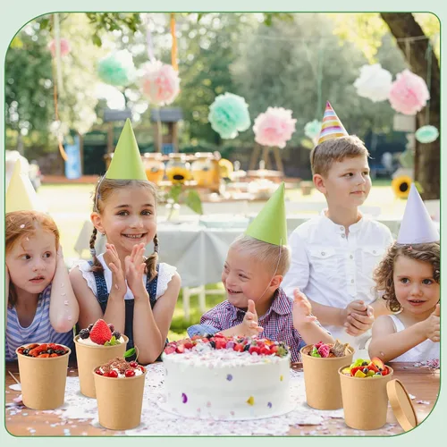Vista 6 de meekoo 100 recipientes de papel para sopa de 16 onzas con tapas, recipientes de pinta de helado, almacenamiento de vasos de alimentos desechables