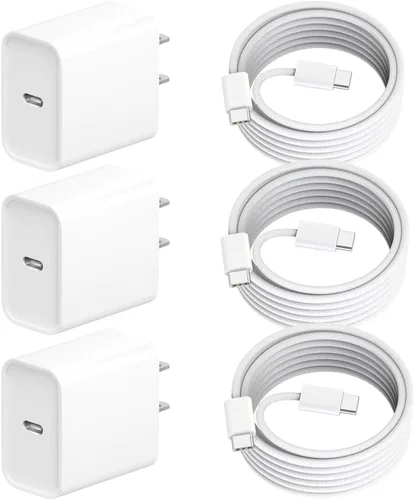 Vista 12 de Cargador de iPhone [certificado Apple MFi] Apple Block USB C enchufe rápido de pared con cable USB C a Lightning de 3 pies para iPhone 14 Pro