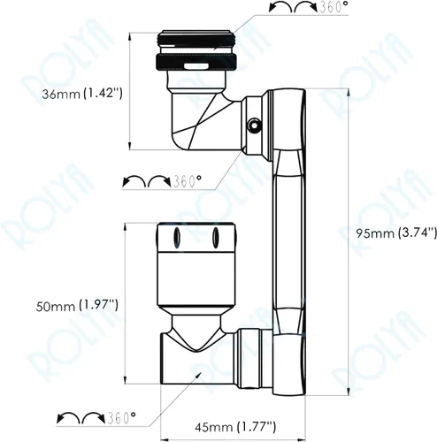 Vista 2 de Extensor de grifo giratorio de 1080 grados para fregadero de cocina, extensión aireadora de níquel cepillado