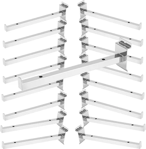 Vista 6 de KEILEOHO 12 ganchos de pared de listones de 10 pulgadas, soportes de estante de pared de listones resistentes, estantes de metal para paneles