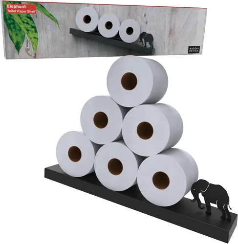 Vista 10 de Artori - Estante flotante de papel higiénico – Decoraciones de pared de baño, soporte de papel higiénico de pared inclinado, organizador