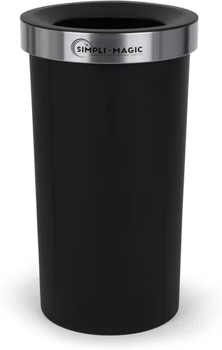 Vista 2 de SIMPLI-MAGIC Bote de basura de 16 galones (60L) con tapa abierta – Bote de basura comercial redondo – Resistente a las manchas, fácil de limpiar