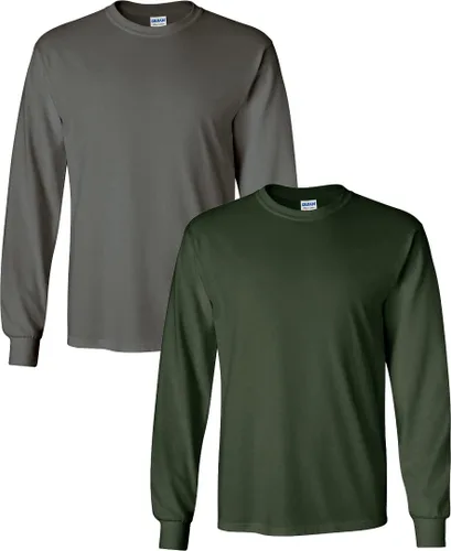 Vista 105 de Gildan - Camiseta de algodón y de manga larga para hombre, modelo G2400 (1) verde irlandés + (1) negro