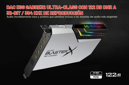 Vista 5 de [Renovado] Creative Sound BlasterX AE-5 Plus Pure Edition SABRE32 Ultra-Class Tarjeta de sonido y DAC para juegos PCI-e de 32 bits/384kHz con Dolby