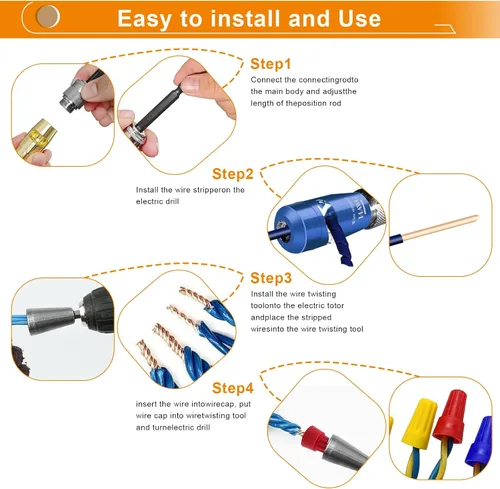 Vista 3 de Luckyway - Pelacables de alambre para taladro con herramienta profesional de pelado y torsión de alambre para electricistas, herramienta de torsión