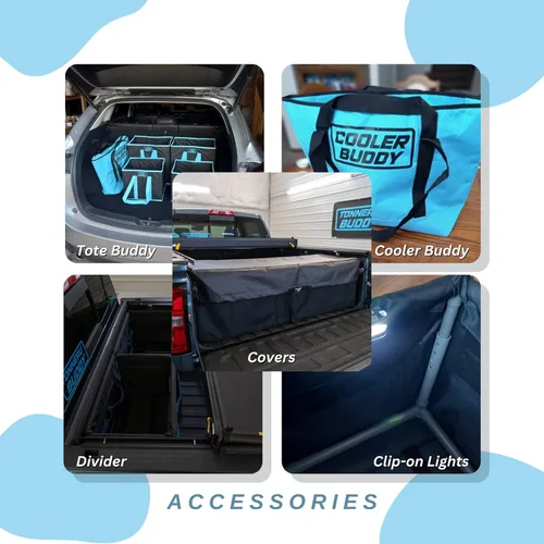 Vista 8 de Tonneau Buddy - Almacenamiento y organizador de cama de camión de tamaño mediano - 18 bolsillos organizadores, resistente al agua para camiones