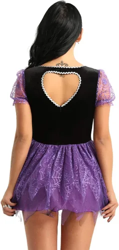 Vista 2 de ACSUSS Disfraz de bruja malvada para mujer, color morado