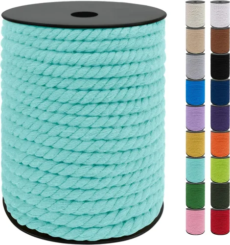 Vista 29 de JeogYong Cordón de algodón de 10mm, 22.86 metros de cuerda natural para macramé, hilo de 3 hebras torcido, cuerda para macramé para manualidades