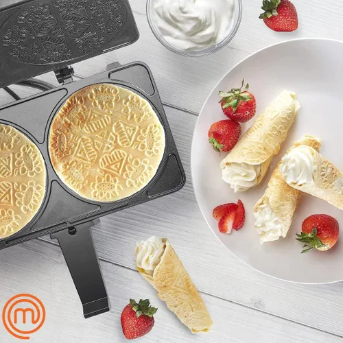 Vista 3 de MasterChef Krumkake Baker-prepara 2 pizzelas caseras como galletas de cannoli