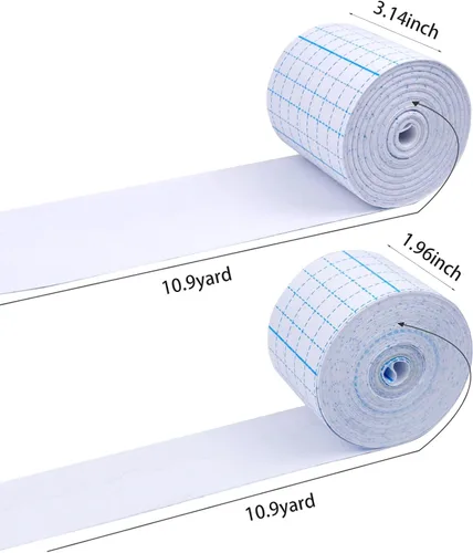 Vista 4 de 2 rollos de cinta elástica no tejida de 10.9 yardas, vendajes adhesivos no tejidos, cinta de vendaje transpirable (1.96 pulgadas, 3.14 pulgadas)