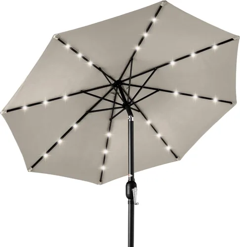 Vista 37 de Best Choice Products Sombrilla de Patio Solar de Poliéster con Luz LED de 10 pies con Ajuste de Inclinación y Tela Resistente a los Rayos UV - Gris