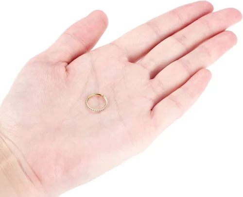Vista 8 de FUNLMO - Aro de circonia cúbica y ópalo calibre 20G18G16G14G acero quirúrgico 316L aro para nariz tabique cartílago hélice trago joyería de piercing