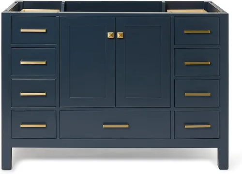 Vista 74 de ARIEL Cambridge Mueble base de tocador de baño de 36 pulgadas, madera maciza, 2 puertas de cierre suave, 5 cajones de cola de milano, roble marrón