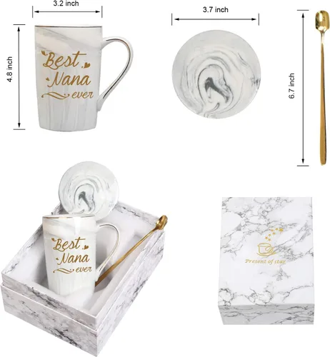 Vista 6 de Taza Best Nana Ever Taza de Café Best Nana Taza Nana Regalos Cumpleaños Día de las Madres Regalos para Mamá Abuela de Nietos Nieta Nieto Nietos Gris